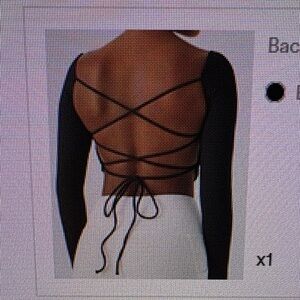 HALARA Black Long Sleeve Lace-Up Back Crop Top